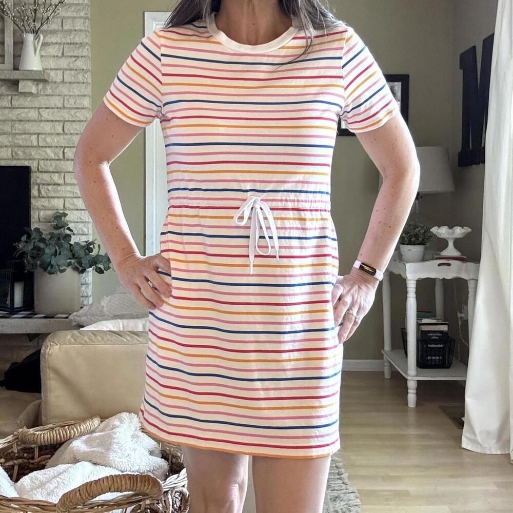 Draper James Striped Tie Waist T-Shirt Dress